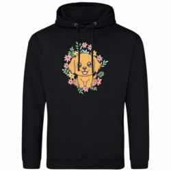Мужская худи Собака флорист в цветках - FATLINE Мужская худи Собака флорист в цветках