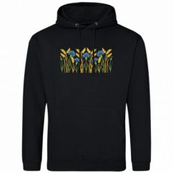 Мужская худи Васильки и колосья пшеницы - FATLINE Мужская худи Васильки и колосья пшеницы