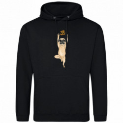 Мужская худи йога мопс в позе дерева - FATLINE Мужская худи йога мопс в позе дерева