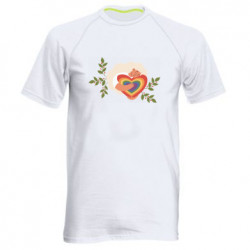 Мужская спортивная футболка Женщина блондинка с радужным сердцем - FATLINE Мужская спортивная футболка Женщина блондинка с радужным сердцем