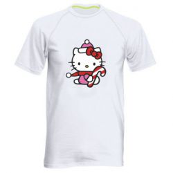Чоловіча спортивна футболка Christmas Kitty with candy - FATLINE Чоловіча спортивна футболка Christmas Kitty with candy
