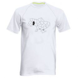 Мужская спортивная футболка Хмельницкий на карте Украины - FATLINE Мужская спортивная футболка Хмельницкий на карте Украины