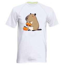 Мужская спортивная футболка Капибара радуется апельсинам - FATLINE Мужская спортивная футболка Капибара радуется апельсинам