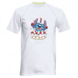 Мужская спортивная футболка Стич с праздничным тортом - FATLINE Мужская спортивная футболка Стич с праздничным тортом