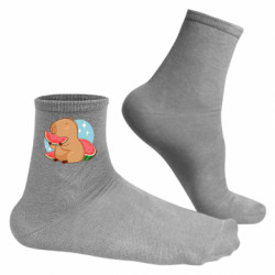 Мужские носки Капибара с арбузом - FATLINE Мужские носки Капибара с арбузом