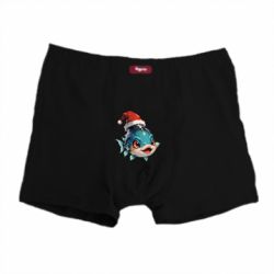 Мужские трусы Рыбка в шапке Санты - FATLINE Мужские трусы Рыбка в шапке Санты