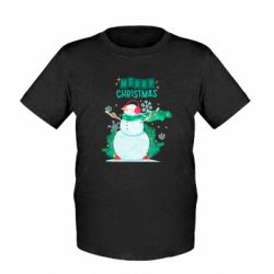 Детская футболка Merry Christmas, Веселых Праздников - Новогодний Снеговик - FATLINE Детская футболка Merry Christmas, Веселых Праздников - Новогодний Снеговик
