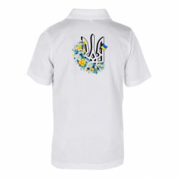 Детская футболка поло Герб Украины с цветами