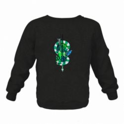 Детский свитшот на флисе Символы Слизерина - FATLINE Детский свитшот на флисе Символы Слизерина