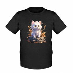 Дитяча футболка Білий котик 3д - FATLINE Дитяча футболка Білий котик 3д