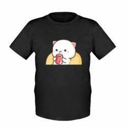 Детская футболка Белый котик с колой - FATLINE Детская футболка Белый котик с колой