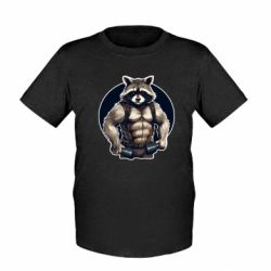 Детская футболка Енот GYM бодибилдер