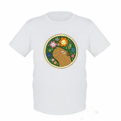 Детская футболка Капибара и Цветы