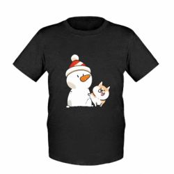 Дитяча футболка Коргі мітить сніговика - FATLINE Дитяча футболка Коргі мітить сніговика