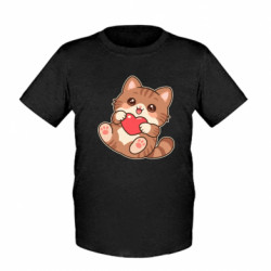 Дитяча футболка Кошеня тримає сердечко