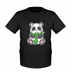 Детская футболка Милая панда и бамбук