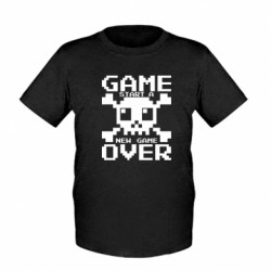 Детская футболка пиксельный череп. конец игры