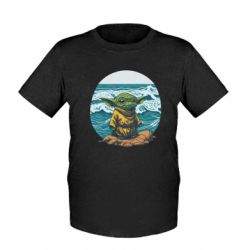 Детская футболка Йода на море