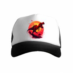 Детская кепка-тракер Тиранозавр на фоне солнца - FATLINE Детская кепка-тракер Тиранозавр на фоне солнца