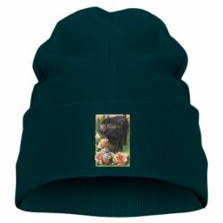 Дитяча шапка Black pig and flowers - FATLINE Дитяча шапка Black pig and flowers