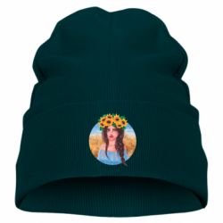 Дитяча шапка Girl in a wreath of sunflowers - FATLINE Дитяча шапка Girl in a wreath of sunflowers