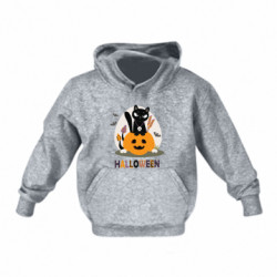 Детская худи Halloween Черный кот в Тыкве Джек с черепом - FATLINE Детская худи Halloween Черный кот в Тыкве Джек с черепом