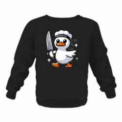 Дитячий світшот на флісі Біла качка з ножем - FATLINE Дитячий світшот на флісі Біла качка з ножем