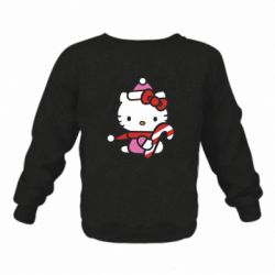 Детский свитшот на флисе Christmas Kitty with candy - FATLINE Детский свитшот на флисе Christmas Kitty with candy