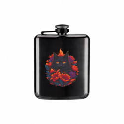 Фляга Arm Черный кот в бархатцах - FATLINE Фляга Arm Черный кот в бархатцах