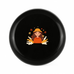 Фрисби Осенняя милая девочка с листьями - FATLINE Фрисби Осенняя милая девочка с листьями