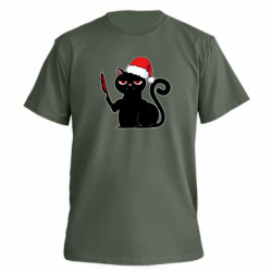 Футболка премиум мужская FATLINE Merry Christmas Blood Cat - FATLINE Футболка премиум мужская FATLINE Merry Christmas Blood Cat