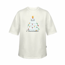 Футболка дитяча оверсайз FATLINE Cat and Christmas Lights