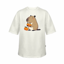 Футболка детская оверсайз FATLINE Капибара радуется апельсинам - FATLINE Футболка детская оверсайз FATLINE Капибара радуется апельсинам
