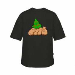 Футболка дитяча оверсайз FATLINE Капібари з ялинкою - FATLINE Футболка дитяча оверсайз FATLINE Капібари з ялинкою