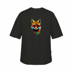 Футболка дитяча оверсайз FATLINE Лисиця в окулярах, плями фарб - FATLINE Футболка дитяча оверсайз FATLINE Лисиця в окулярах, плями фарб