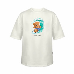 Футболка детская оверсайз FATLINE Медведь серфер на волне - FATLINE Футболка детская оверсайз FATLINE Медведь серфер на волне