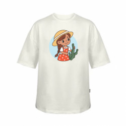 Футболка детская оверсайз FATLINE Милаха девочка в шляпе - FATLINE Футболка детская оверсайз FATLINE Милаха девочка в шляпе