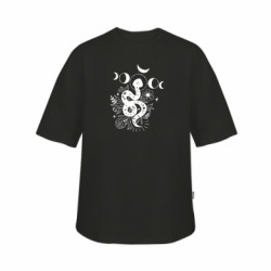 Футболка дитяча оверсайз FATLINE Містична змія з фазами місяця і квітами - FATLINE Футболка дитяча оверсайз FATLINE Містична змія з фазами місяця і квітами