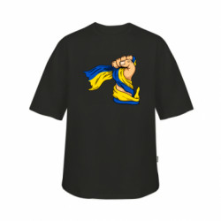 Футболка дитяча оверсайз FATLINE Рука з українським прапором - FATLINE Футболка дитяча оверсайз FATLINE Рука з українським прапором