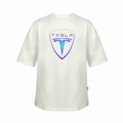 Футболка детская оверсайз FATLINE Tesla logo gradient - FATLINE Футболка детская оверсайз FATLINE Tesla logo gradient