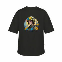 Футболка дитяча оверсайз FATLINE Українська військова в квітах - FATLINE Футболка дитяча оверсайз FATLINE Українська військова в квітах