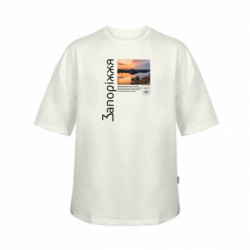 Футболка дитяча оверсайз FATLINE Запоріжжя - живи батьківщина та місто що лине і край наш козацький - віра, надія, любов...