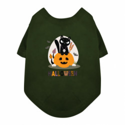 Футболка для собаки Halloween Черный кот в Тыкве Джек с черепом - FATLINE Футболка для собаки Halloween Черный кот в Тыкве Джек с черепом