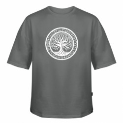 Футболка оверсайз FATLINE Иггдрасиль мировое дерево ясень с рунами Младший Футарк - FATLINE Футболка оверсайз FATLINE Иггдрасиль мировое дерево ясень с рунами Младший Футарк