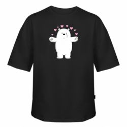 Футболка оверсайз FATLINE Белый медведь с сердечками