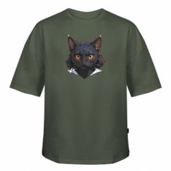 Футболка оверсайз FATLINE Портрет черной кошки - FATLINE Футболка оверсайз FATLINE Портрет черной кошки