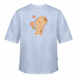 Футболка оверсайз FATLINE Закоханий святковий капібара з квіткою