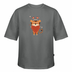 Футболка оверсайз FATLINE Закоханий тигр з великим сердцем - FATLINE Футболка оверсайз FATLINE Закоханий тигр з великим сердцем