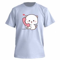 Футболка преміум чоловіча FATLINE Білий котик з телефоном