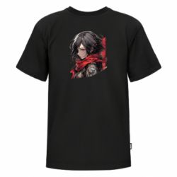 Футболка премиум детская FATLINE портрет Микасы из Атаки титанов - FATLINE Футболка премиум детская FATLINE портрет Микасы из Атаки титанов